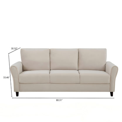 Patricia - Curved Arm 3 Seater Sofa - Ivory