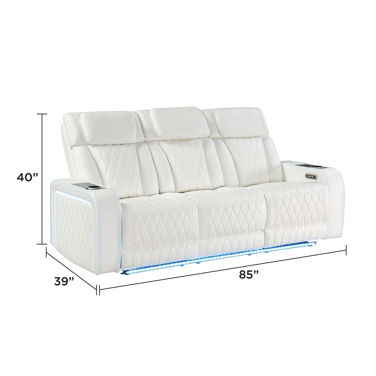 Electra - Power Reclining Sofa With Power Headrests, Drop Down Table, Reading Light, Massage, LED Lighting And USB Control