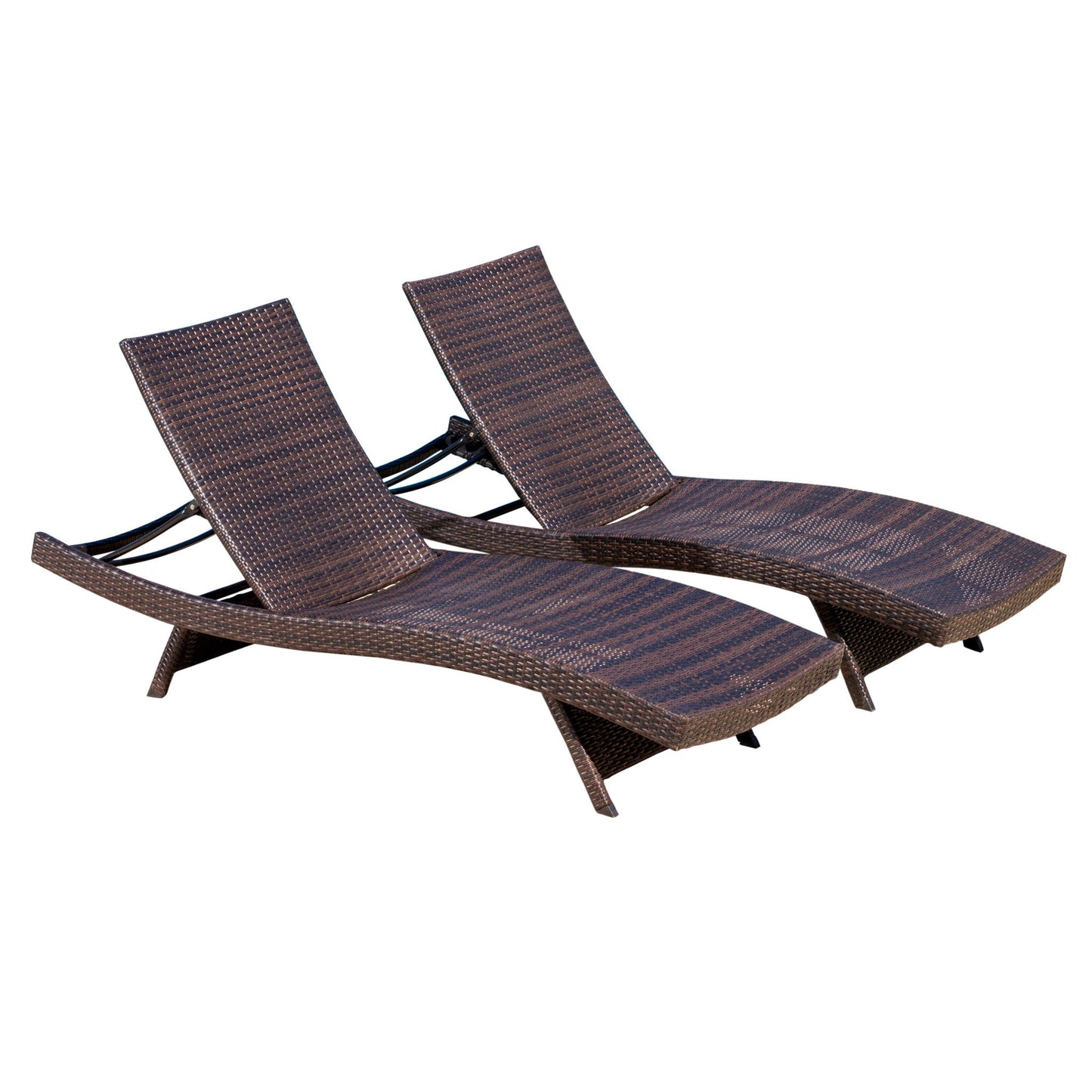 Salem - Wicker Chaise Lounge Adjustable Rattan Outdoor Chair Set - Brown Multi