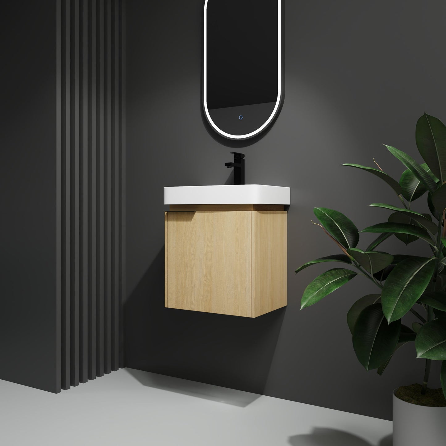 Wall Mounted Bathroom Vanity With Ceramic Sink And Storage Cabinet