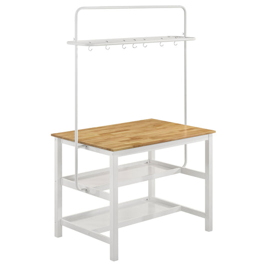 Cowichan - Kitchen Island Counter Table With Pot Rack - White