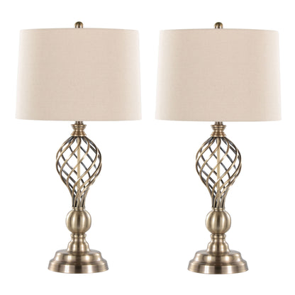 Linx - Twist Contemporary Table Lamp (Set of 2) - Antique Soft Brass / White