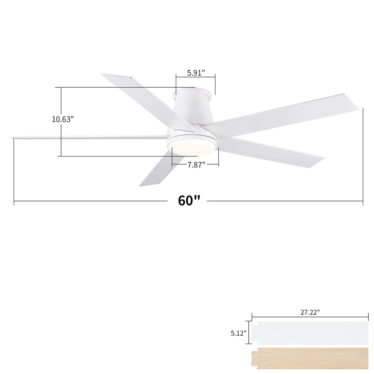 Flush Mount Ceiling Fan With Light