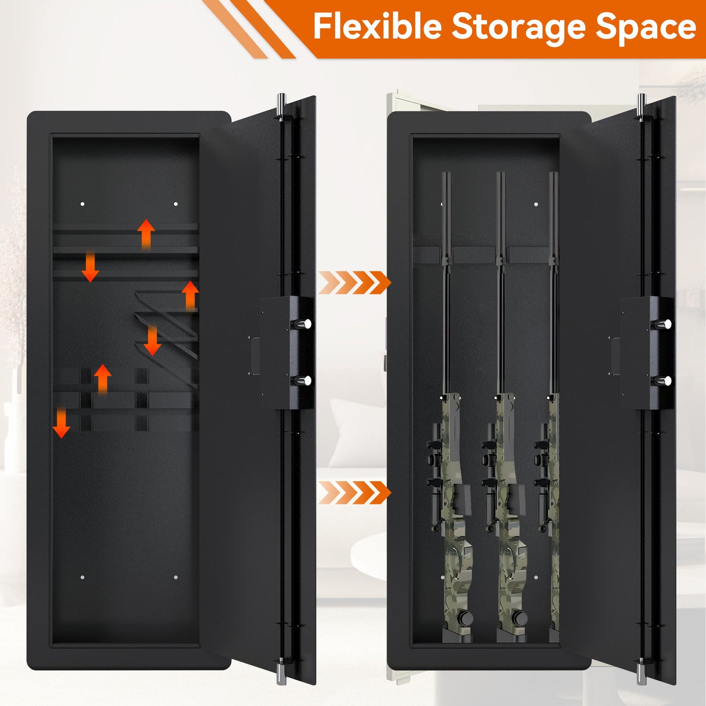 Wall Gun Safe, Gun Safes For Home, Gun Safes & Cabinets, Wall Safes Between The Studs, Quick Access Rifle Safe With Removable Shelf And Digital Keypad