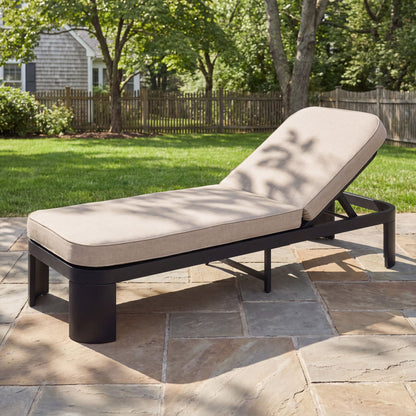 Outdoor Chaise Lounge With Cushion, 5 Position Adjustable Backrest