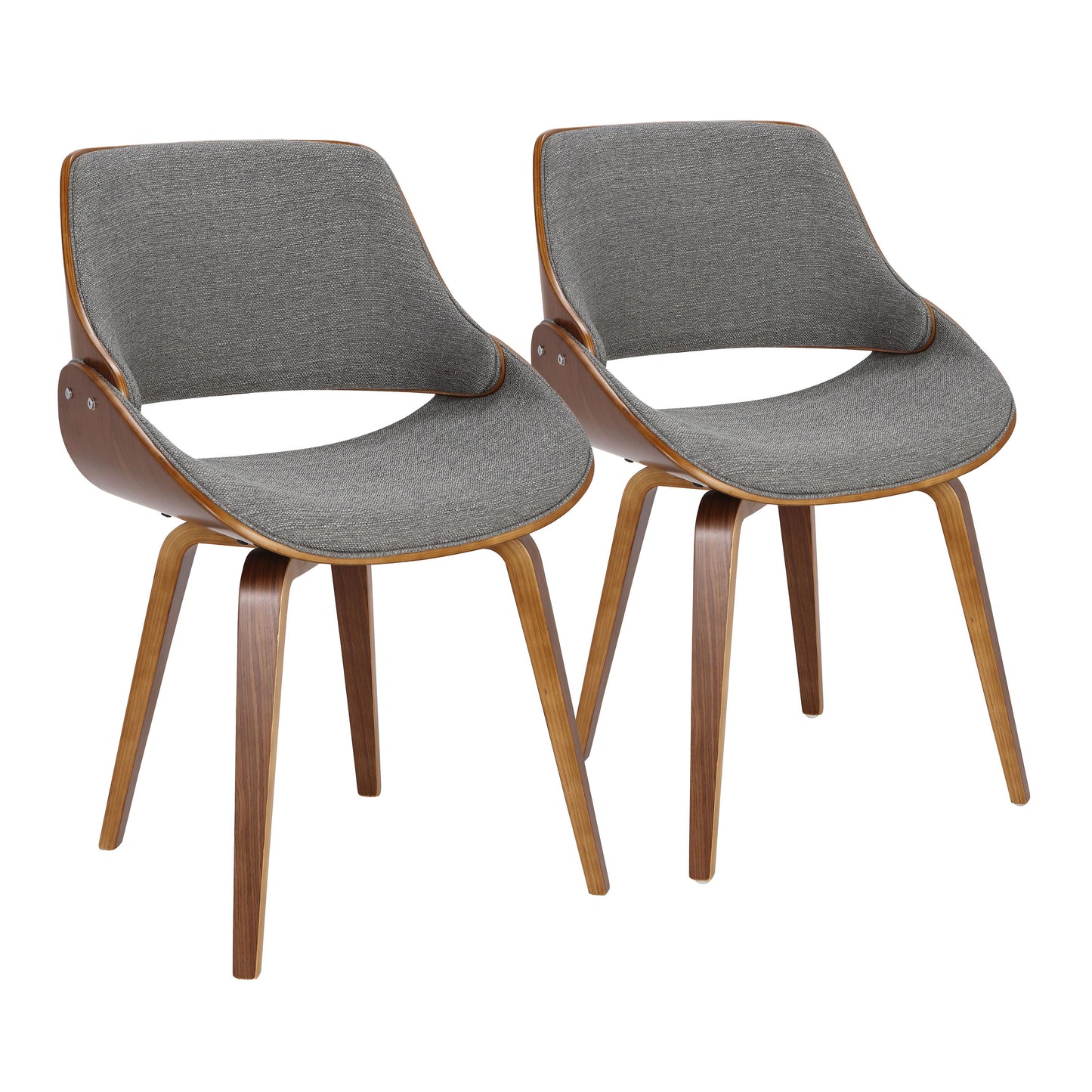 Fabrizzi - Mid-Century Modern Dining / Chair (Set of 2) - Walnut / Gray