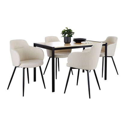 Fuji Boyne - 5 Piece Contemporary Dining Set - Black / Natural / Cream