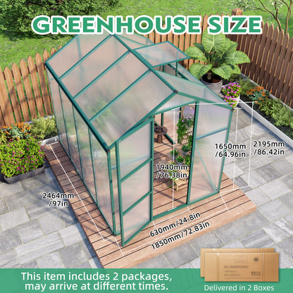 Polycarbonate Walk-In Greenhouse, Raised Base For Outdoor In All Season