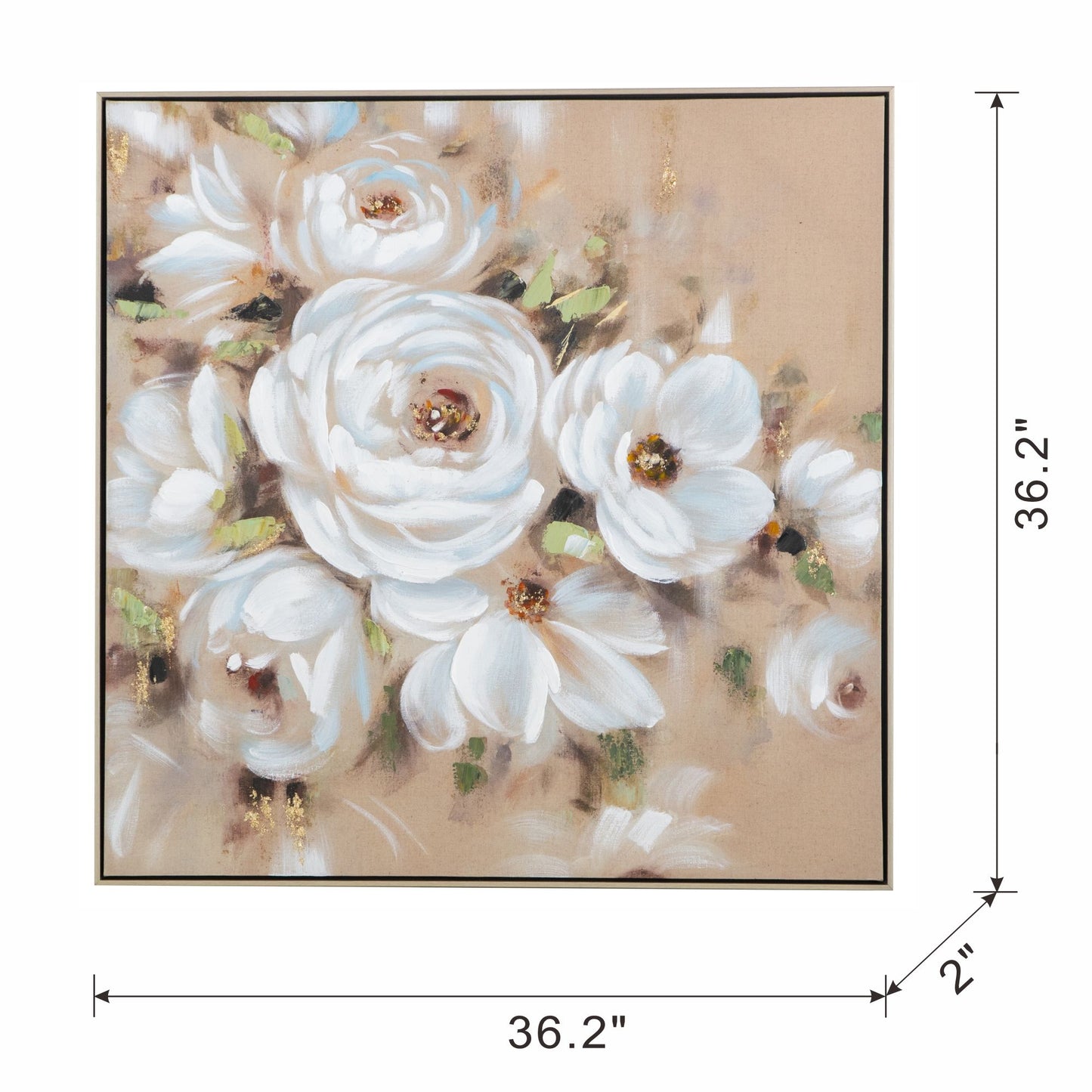Square Framed Wall Art Flower Canvas Print, Home Decor For Living Room Kitchen Foyer Office - Multicolor