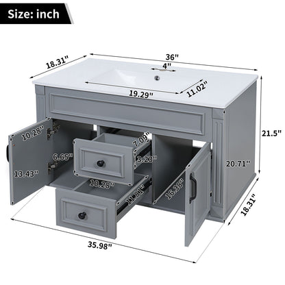 French Simple Style Wall Mounted Bathroom Cabinet With Sink