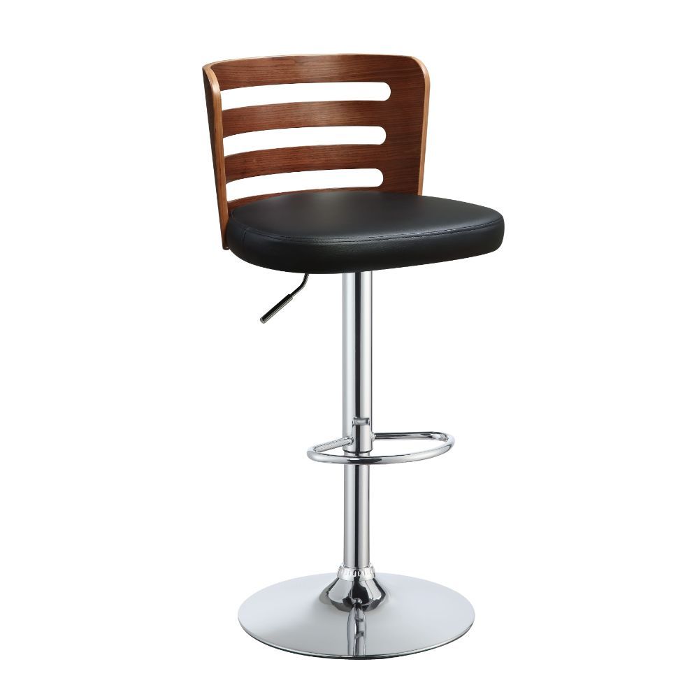 Camila - Stool - Black PU & Walnut - 42"