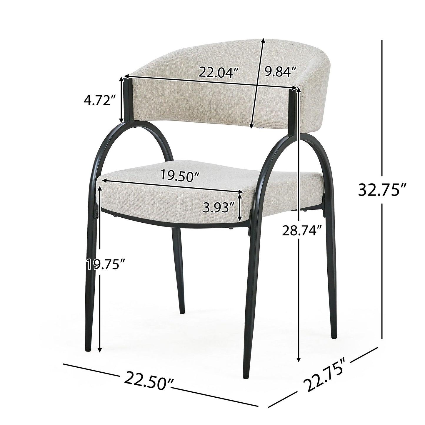 Contemporary Upholstered Dining Chairs With Metal Legs (Set of 2)