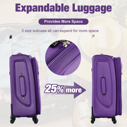 Softside Luggage Expandable Set With Duffel Bag Upright Spinner