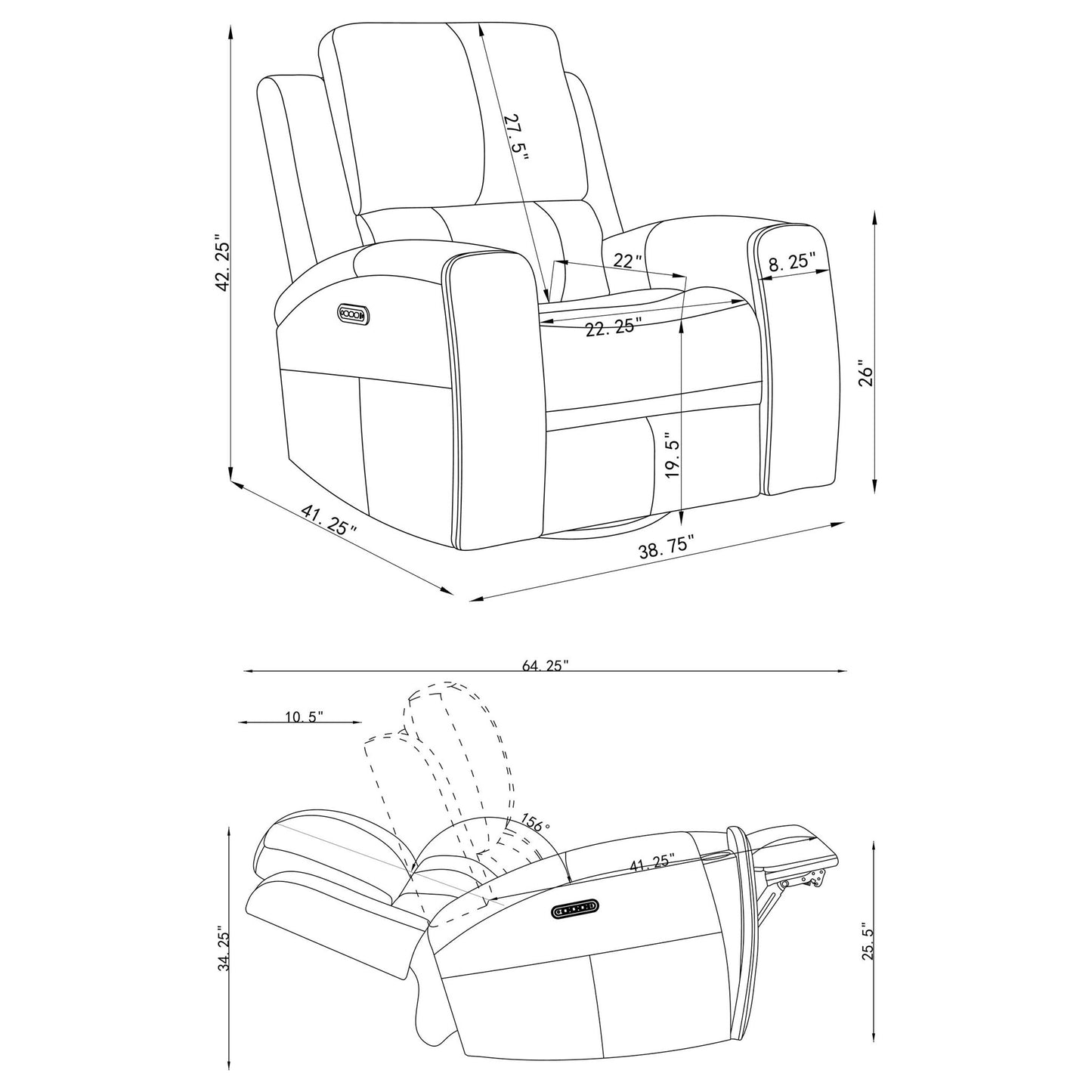 Boyce - Triple Power Swivel Recliner With Independent Adjustments