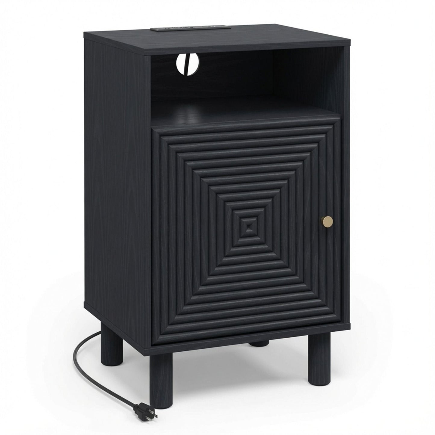 Nightstand With Charging Station & Storage
