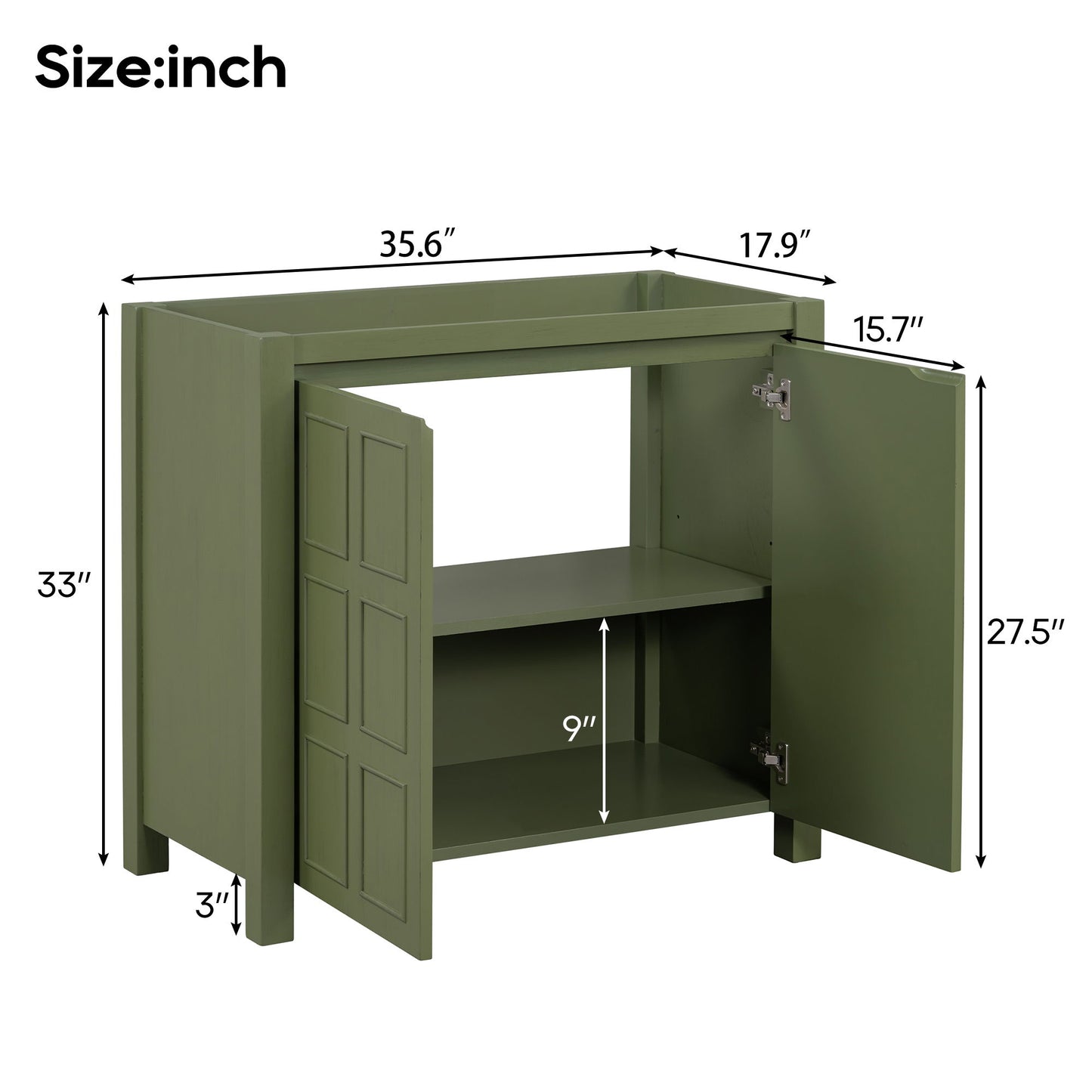 Bathroom Vanity With Adjustable Shelves (Cabinet Only) - Green