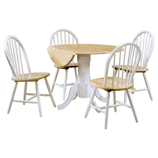 Greer - 5 Piece Dining Set With Drop Down Leaf Table And Curved Back Chairs - White