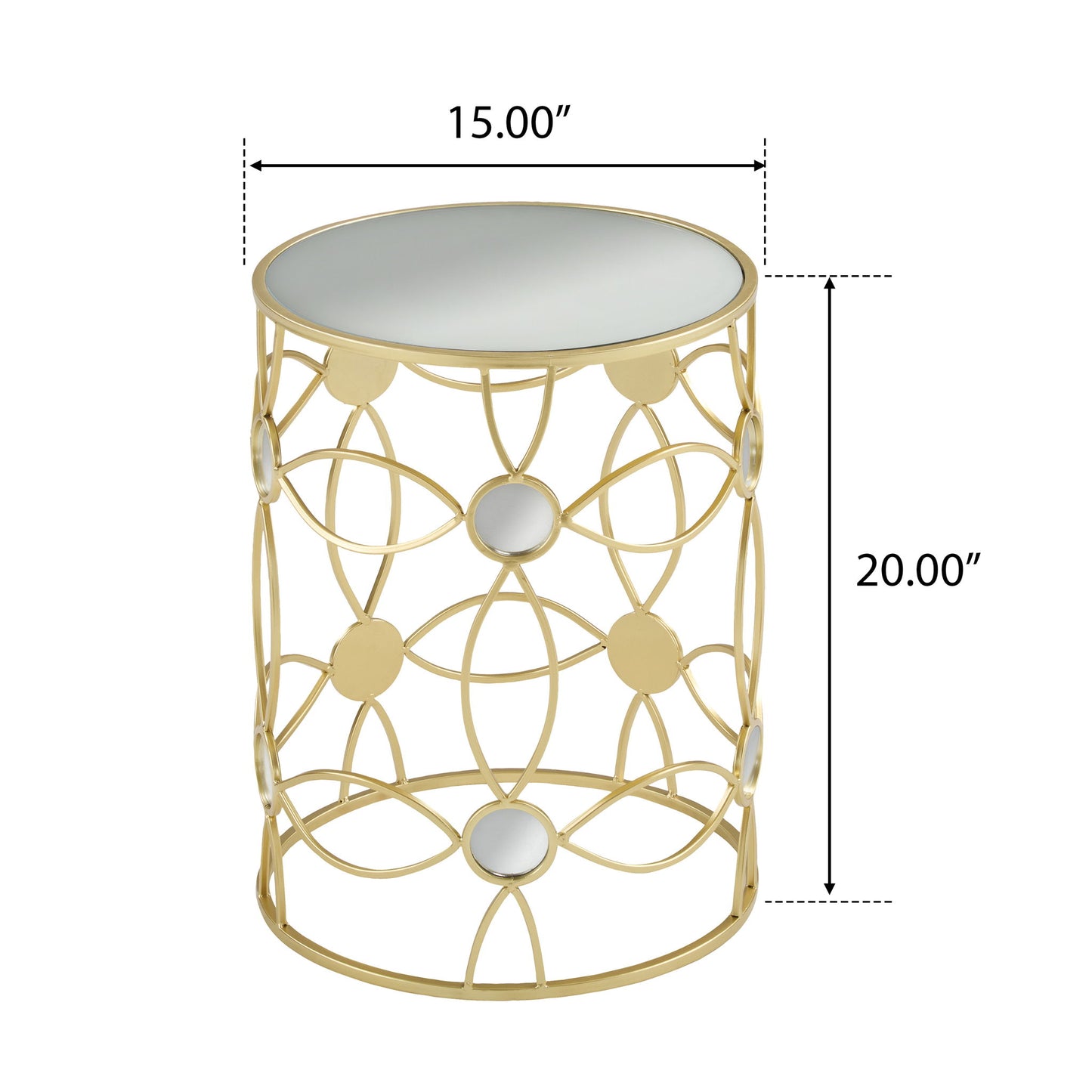 Modern Side Table With Mirror Top And Metal Frame - Gold / Clear