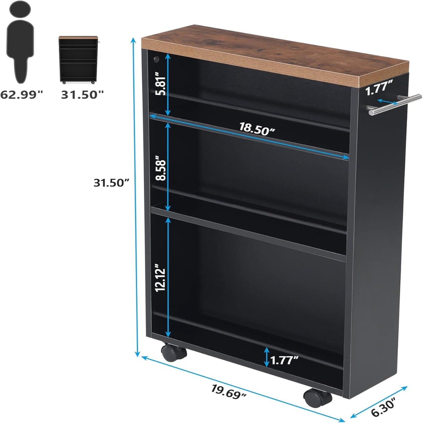 4 Tier Narrow Rolling Kitchen Slim Storage Cart