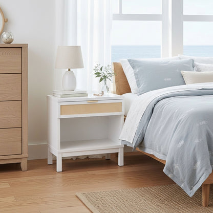 Blake - Cane 1 Drawer Nightstand With Cane Front - White