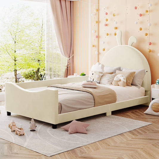 Upholstered Daybed With Rabbit Ear Shaped Headboard