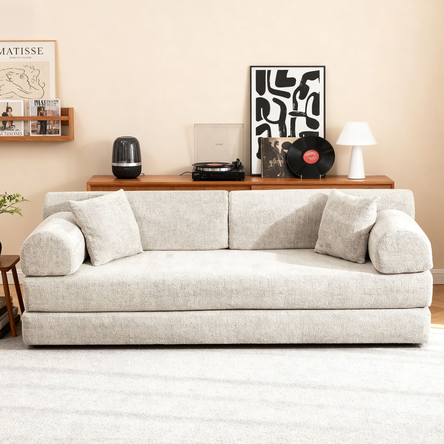 Convertible Sleeper Sofa Bed, Folding Mattress Couch - Light Camel