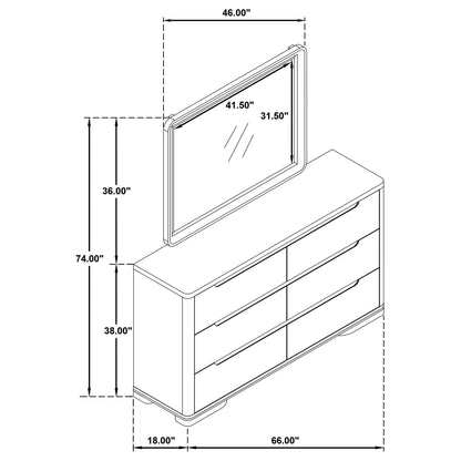 Mirador - 6 Drawer Dresser And Mirror Set - Light Oak