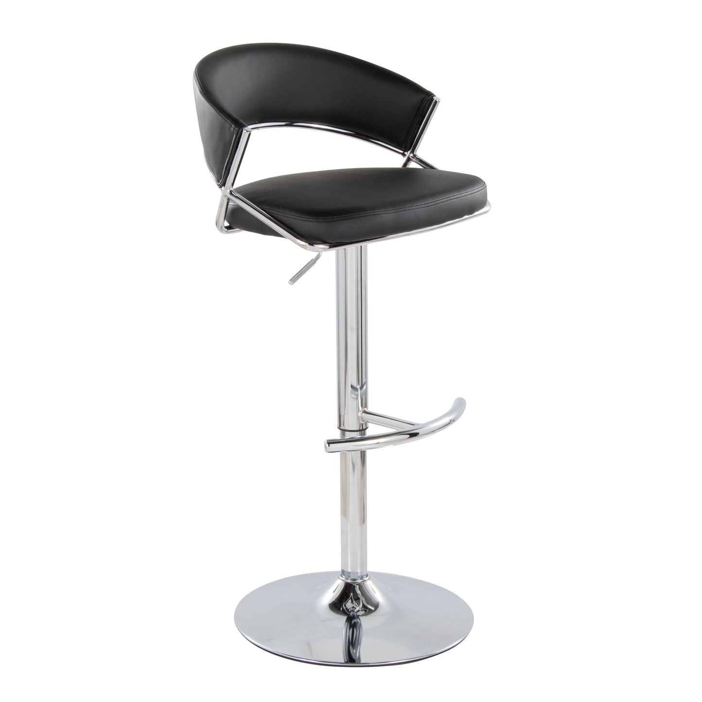 Jie - Contemporary Adjustable Barstool With Swivel & Rounded T Footrest (Set of 2)