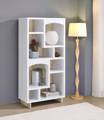 Dalton - 6-Shelf Bookcase - White And Distressed Pine