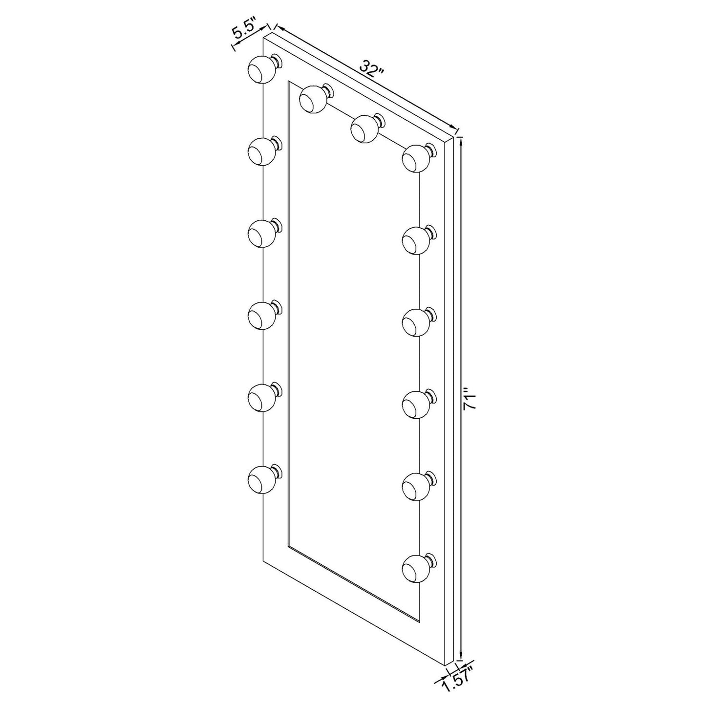Theron - Floor Mirror With LED Lighting