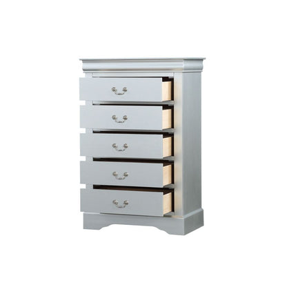 Bring casual elegance into your home with the Louis Phillipe chest. This chest is a piece that offers any bedroom a sophisticated look.