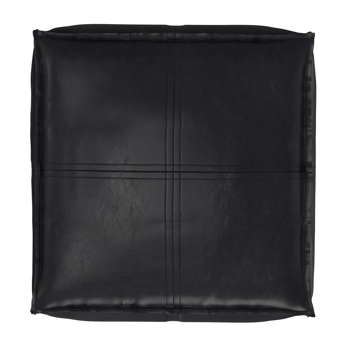 Brody - Square Top Stitched Pouf - Black