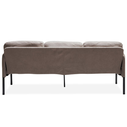 Modern L Shaped 3 Seater Sofa With Ottoman, Upholstered Couch For Small Spaces