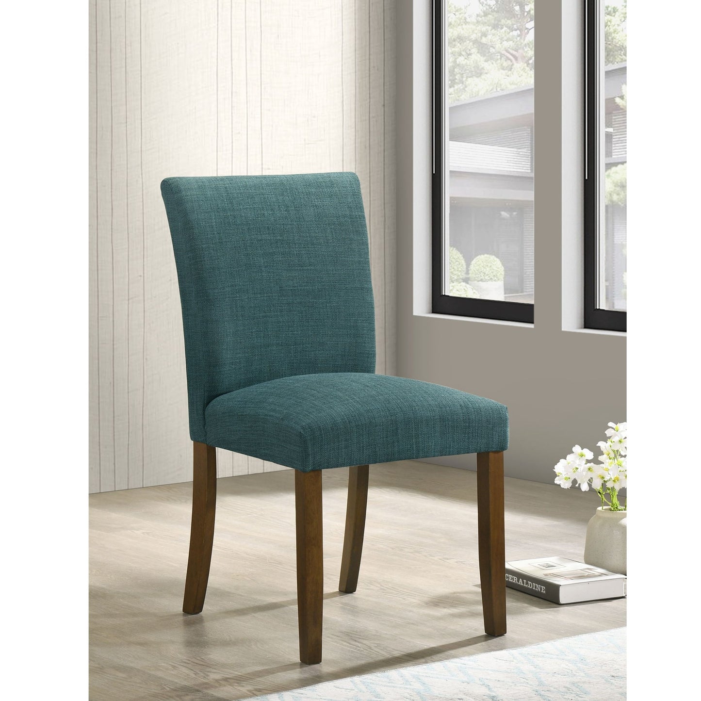 Luxe Upholstered Dining Side Chairs With Gently Curved Back (Set of 2)