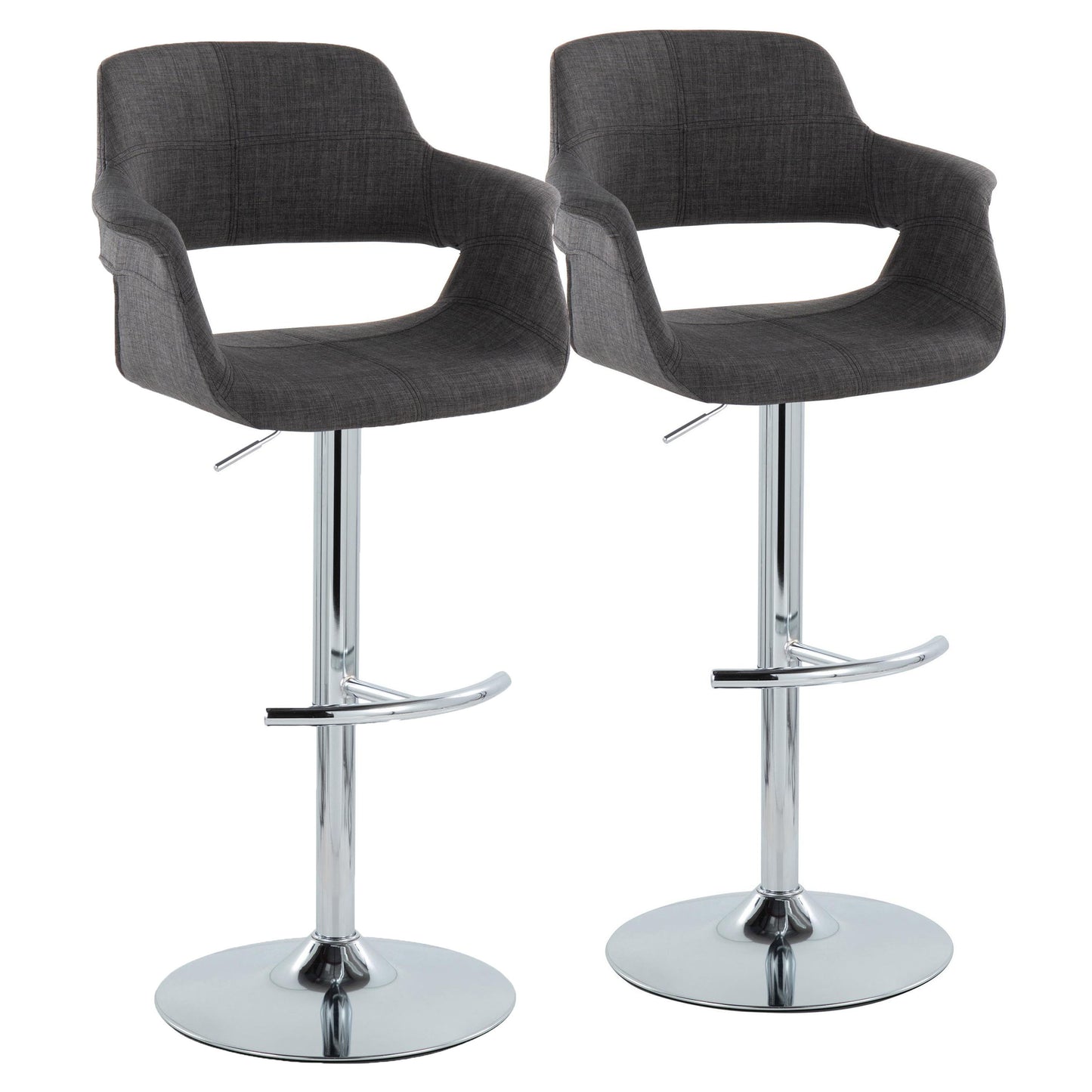 Vintage Flair - Mid Century Modern Adjustable Barstool With Swivel With Rounded T Footrest (Set of 2)