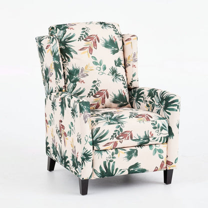 Wingback Recliner Chair With Padded Arms - Green