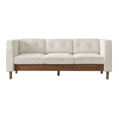 3 Seater Sofa With Square Arms, Tufted Pillow Back For Living Room