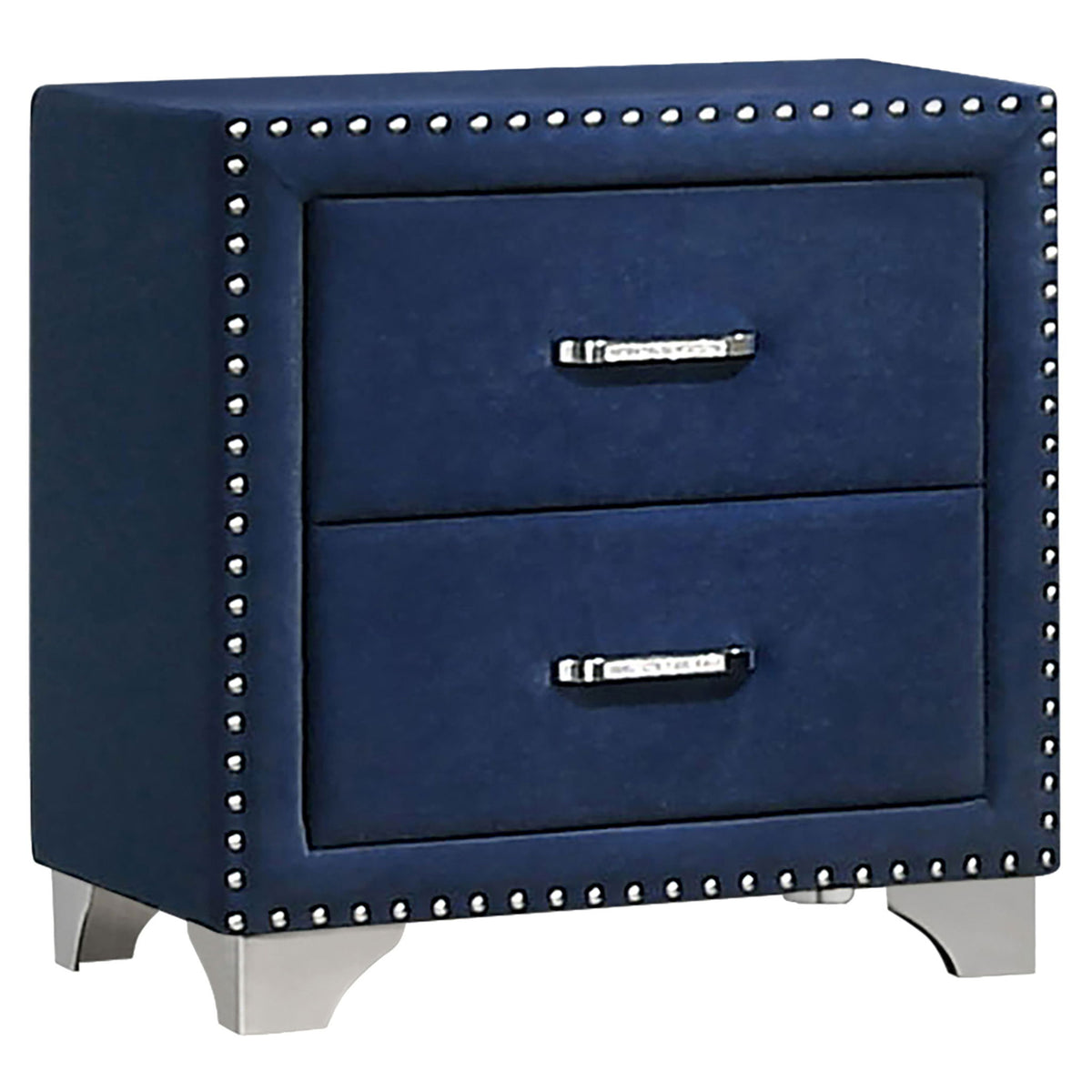 Upholstered 2 Drawer Nightstand With Accents