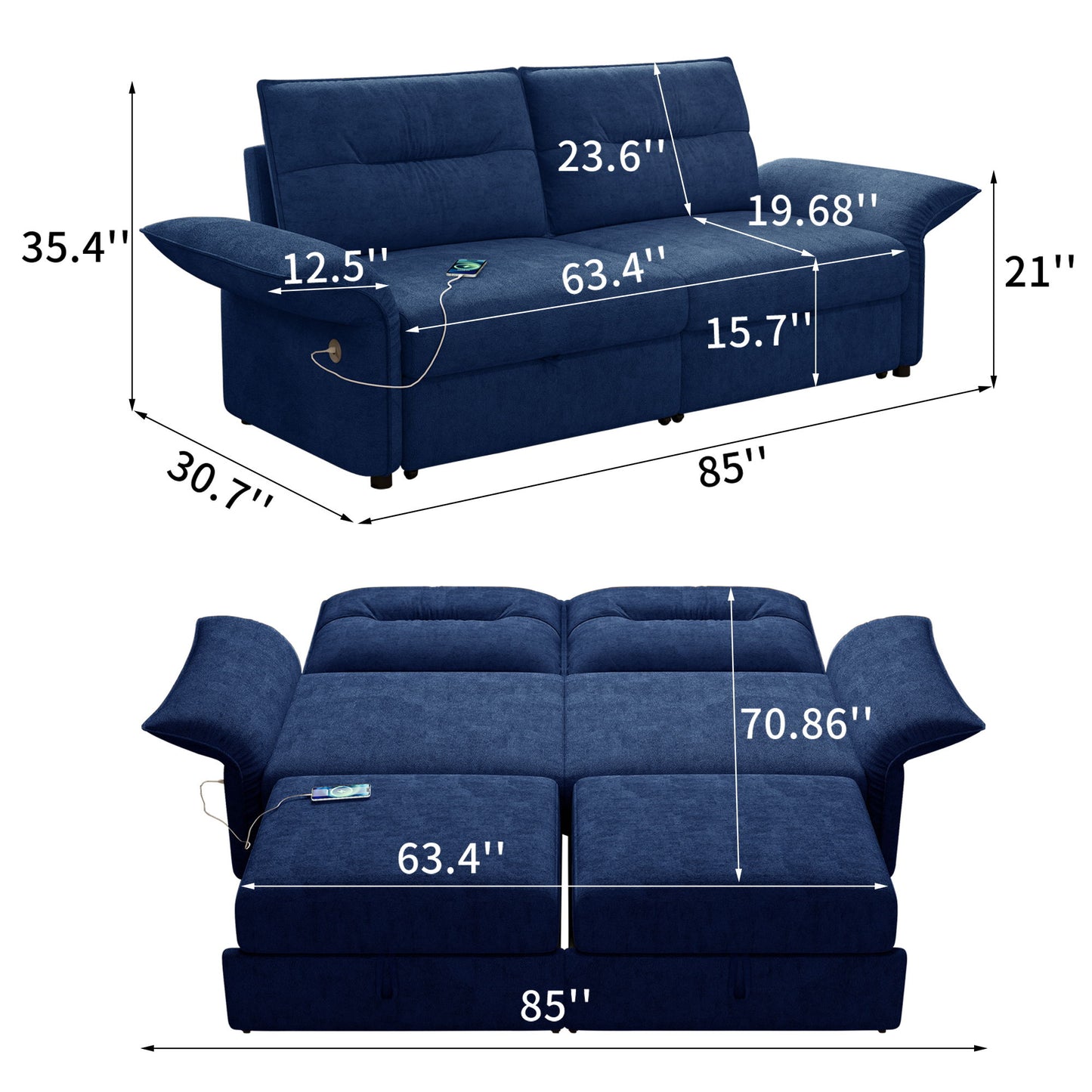 Sofa Bed With Convertible Design, Living Room Furniture