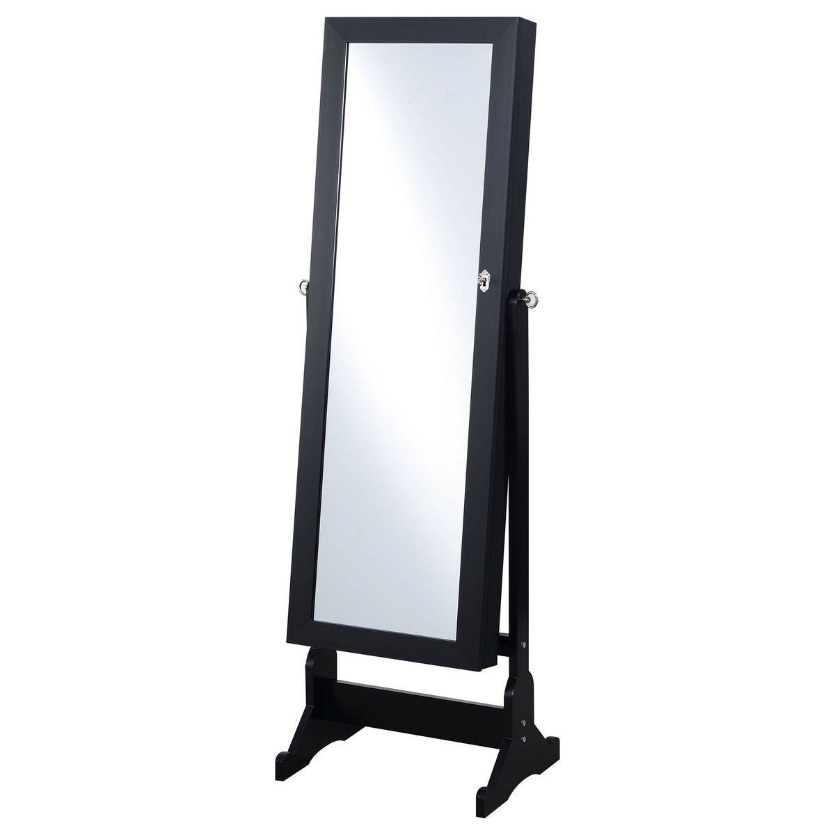 Casey - Jewelry Cheval Mirror With Storage - Black