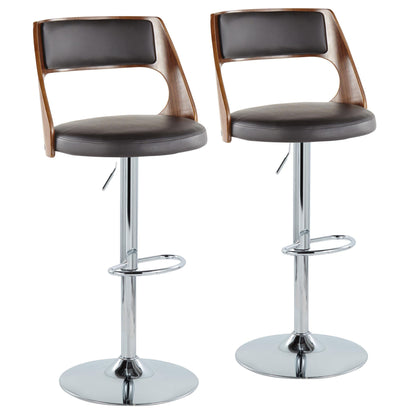 Cecina - Mid-Century Modern Adjustable Height Barstool Wth Swivel And Oval Footrest (Set of 2)