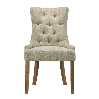 Yotam - Side Chair (Set of 2) - Beige Fabric & Salvaged Oak