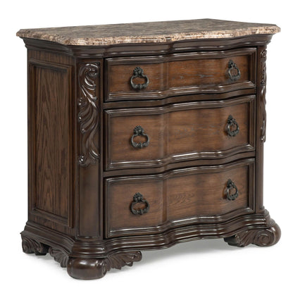 Nightstand, 3 Drawers - Brown / Coffee