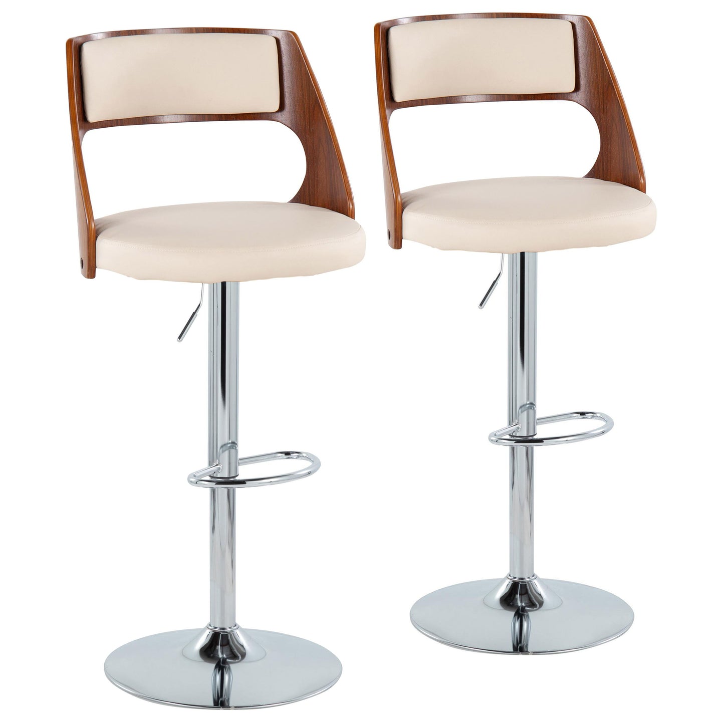 Cecina - Mid-Century Modern Adjustable Height Barstool Wth Swivel And Oval Footrest (Set of 2)