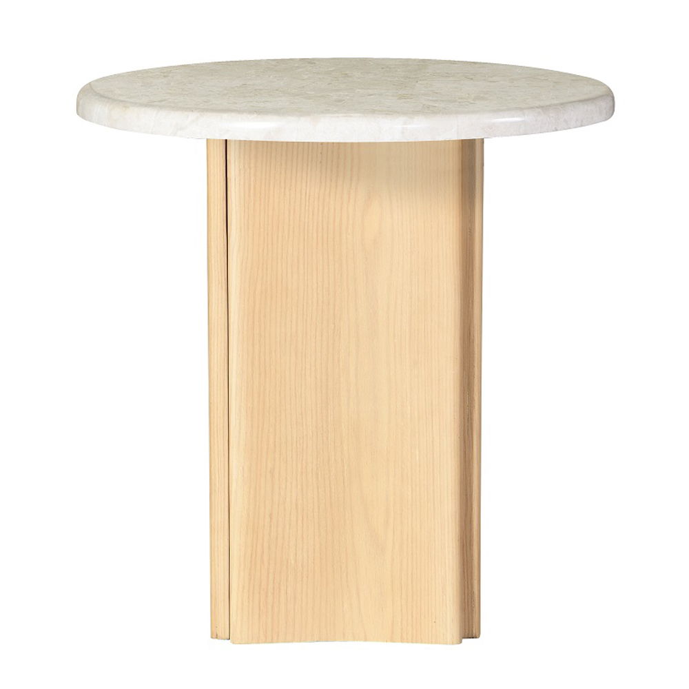 Qwin - End Table With Marble Top - Marble Top & Oak