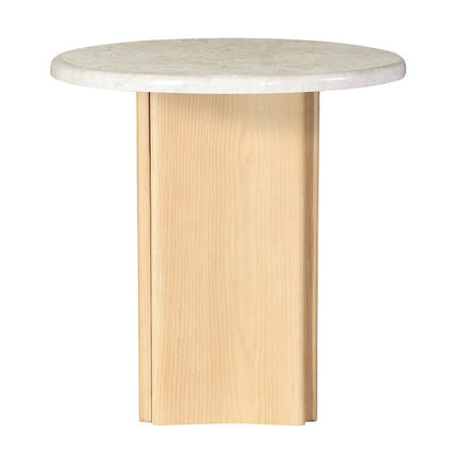 Qwin - End Table With Marble Top - Marble Top & Oak