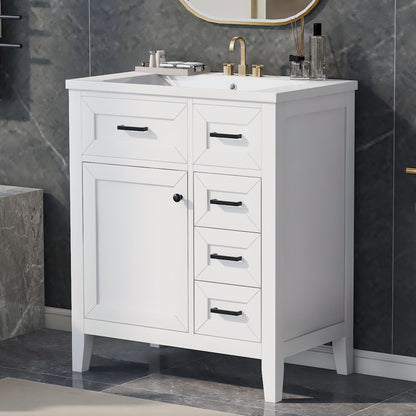 Modern Bathroom Vanity With Sink Combo, 3 Drawers, Undermount Drop-In Sink