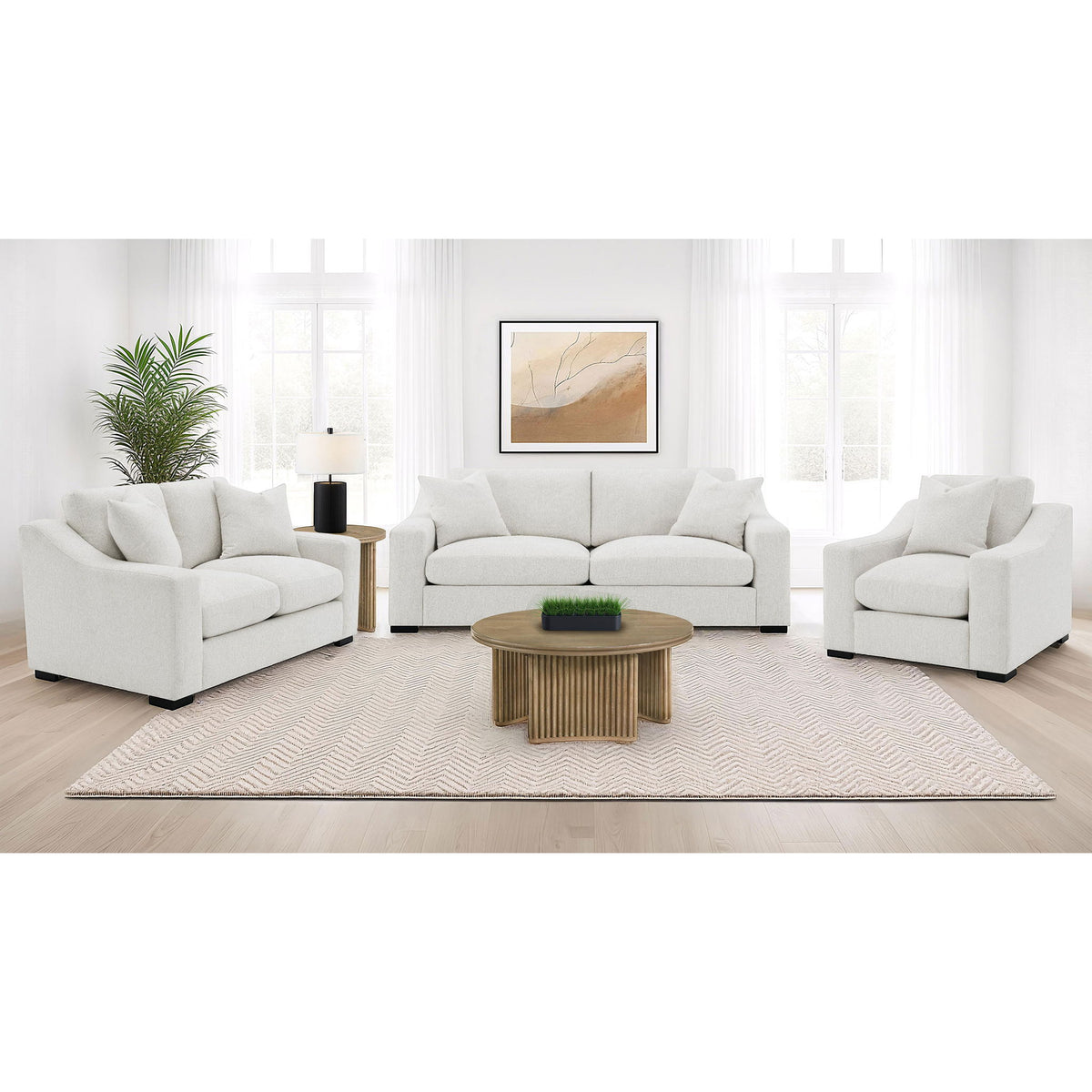 Chelan - Upholstered Track Arm Sofa Set With Curved Arms