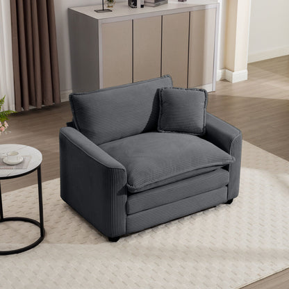 Modern Classic Corduroy Fabric Single Chair Deep Seat Sofa With Pillow