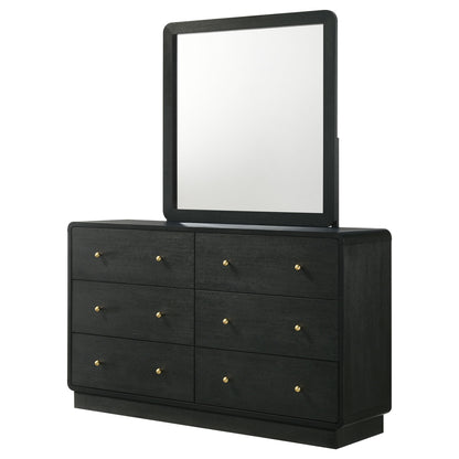 Burton - 6 Drawer Dresser With Mirror - Black